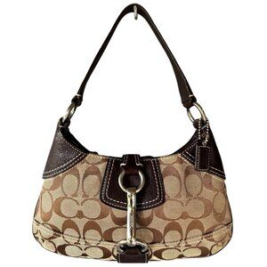 Coach Brown Leather and Canvas Mini Hampton Hobo Shoulder Bag 10283 Vtg